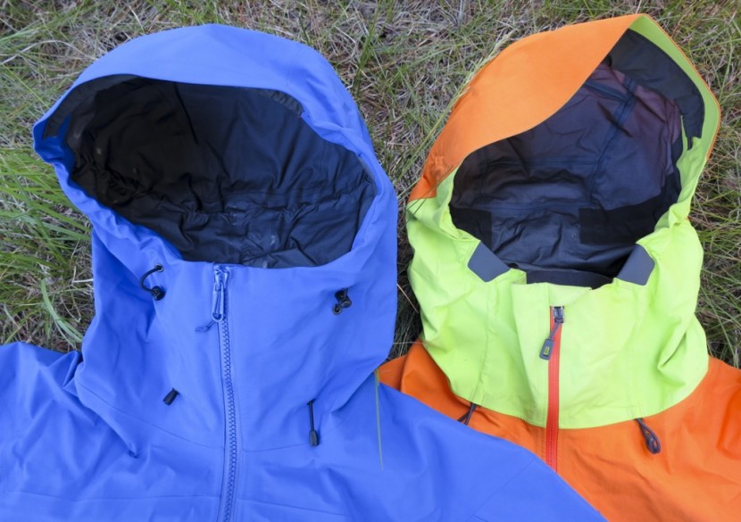 patagonia super alpine - we prefer the arcteryx alpha sv's hood (left) to the patagonia super...