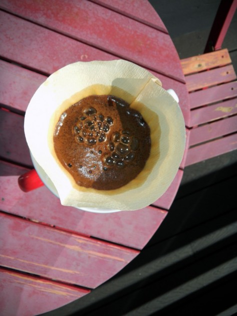 hario v60 ceramic dripper making a delicious morning brew.