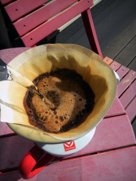 the unique design of the hario v60 ceramic dripper allows you to...