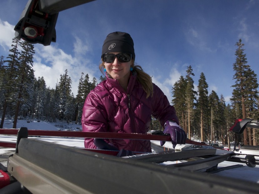 montbell alpine light down parka for women - wearing the light yet warm alpine light on a sunny and snowy...