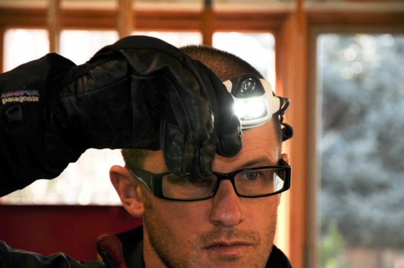 headlamp - gloved-use tests involved trying to operate the light one handed...