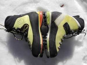 mountaineering boot womens - the la sportiva nepal evo (left) and scarpa mont blanc. it is...