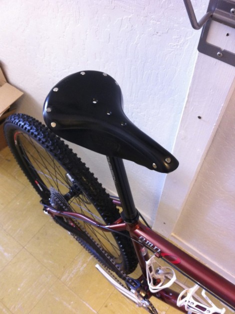 brooks england b-17 - brooks b17 mounted and ready for testing.