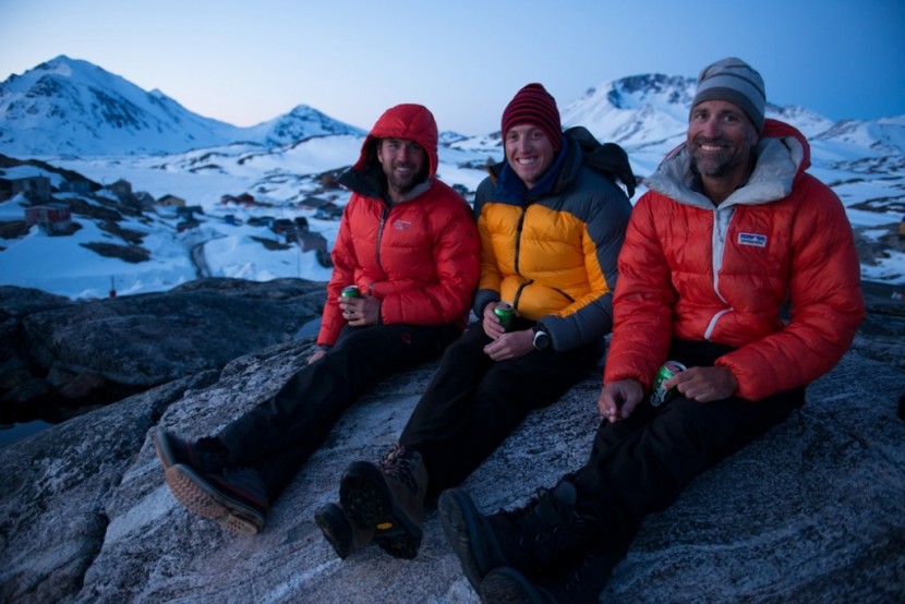 feathered friends volant - warm winter jackets worn on an expedition in greenland. a winter...