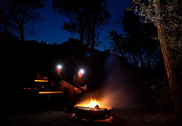 headlamp - headlamps being field tested around the campfire