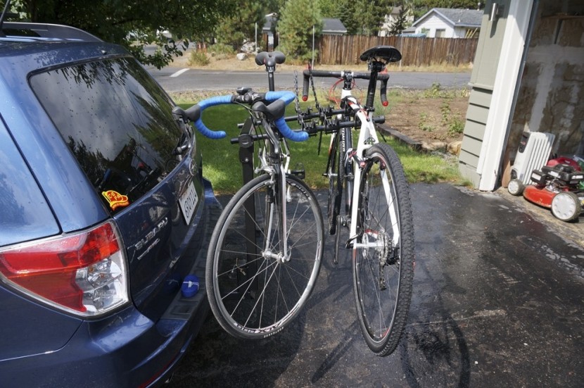 thule parkway 4-bike - carrying less than the four-bike capacity allows bikes to be spread...