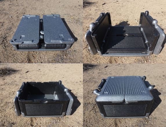 flip-box collapsible iceless - the flip box, being deployed.  from upper left to lower right....