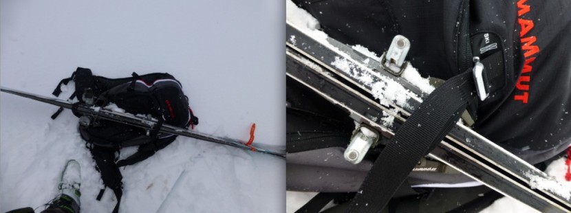 mammut pro protection 3.0 - showing the ski carrying system on the mammut pro protection 35l...