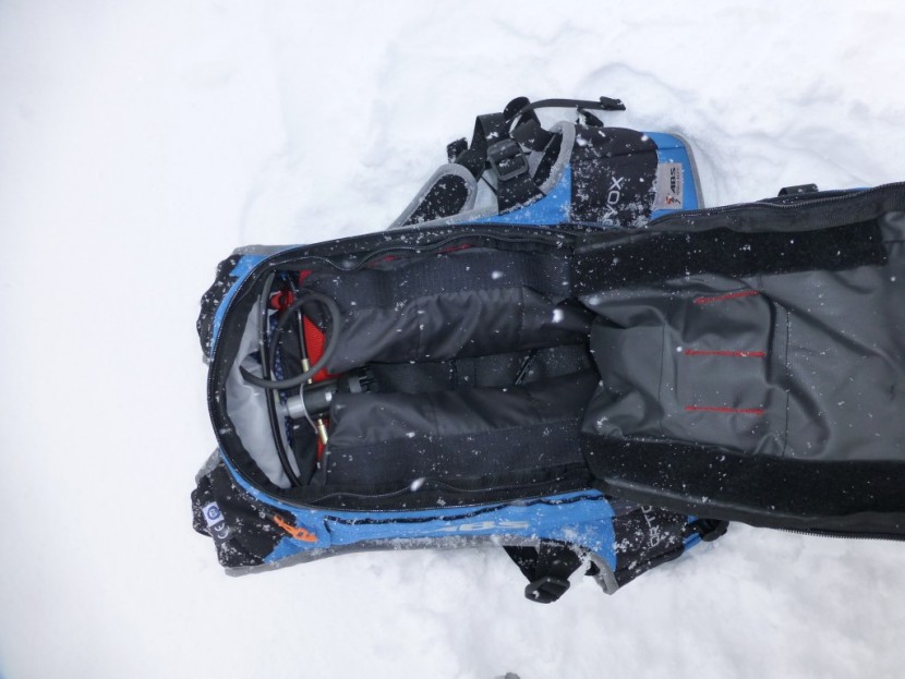 ortovox free rider 24 abs - showing the mass (modular airbag safety system) unit which is...