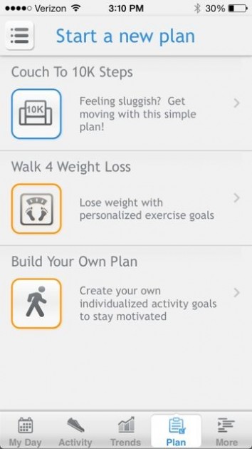 pacer - screenshot of some of the pacer's fitness and activity planning...