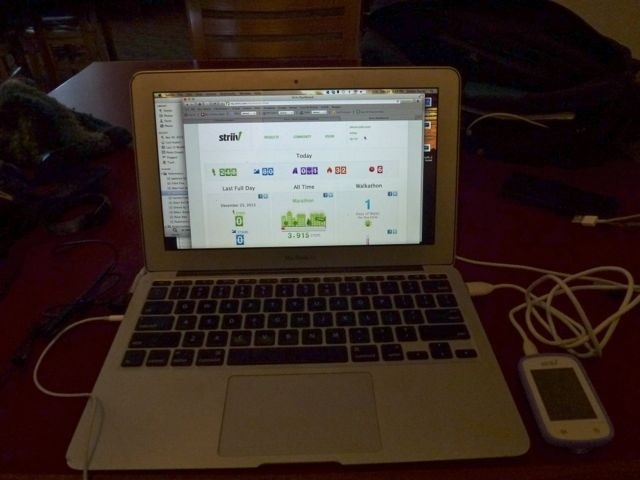 striiv smart - striiv online dashboard and device plugged in for syncing. the data...