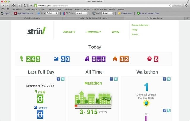 striiv smart - screenshot of the web-based striiv data management. in order to...