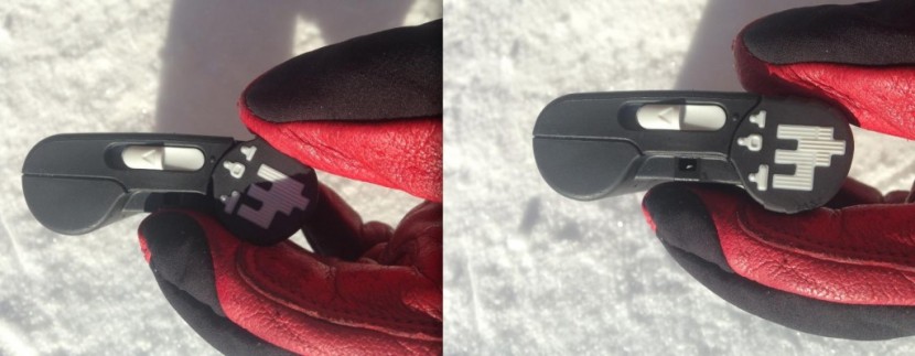 ortovox 3+ - showing the power-on switch and dial on the 3+ avalanche beacon...