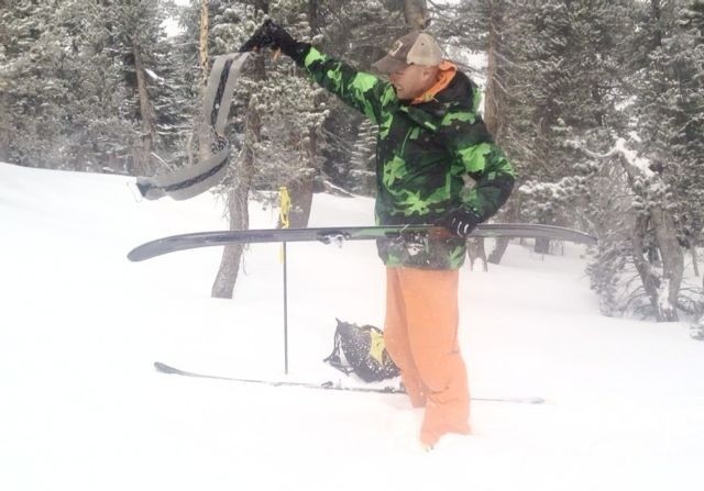 armada nelson - tester jediah porter in the mammoth mountain backcountry in the...