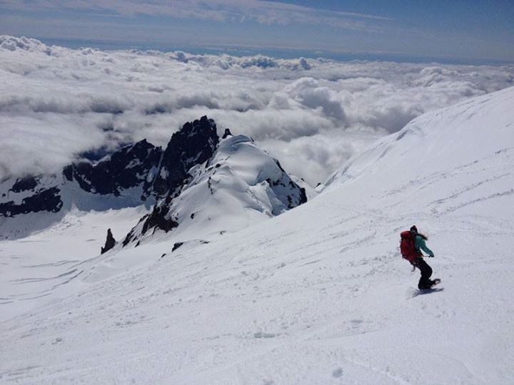 arc'teryx beta ar glove for women - the author testing women's ski gloves while descending the coleman...