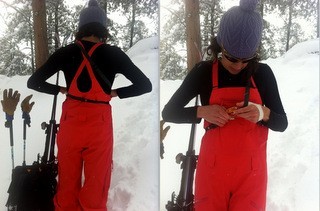 arc'teryx sentinel full bib - testing for usability with a backcountry beacon, the bibs caused no...