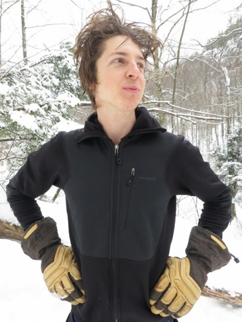 patagonia piton hybrid hoody - this model only features windpro fabric halfway down the torso and...