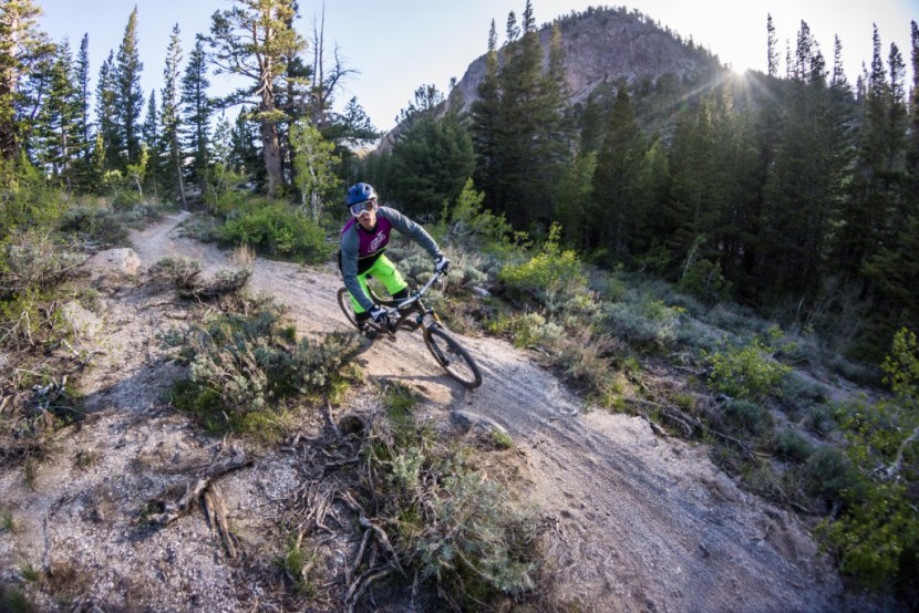 poc trabec - luke lydiard testing the trabec with goggles on some mammoth lakes...