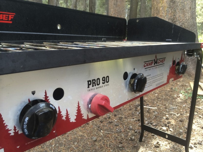camp chef pro 90 - the control panel for the pro 90, complete with burner control knobs...