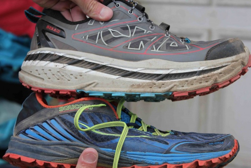 hoka stinson atr - two very protective shoes underfoot, done in a completely different...