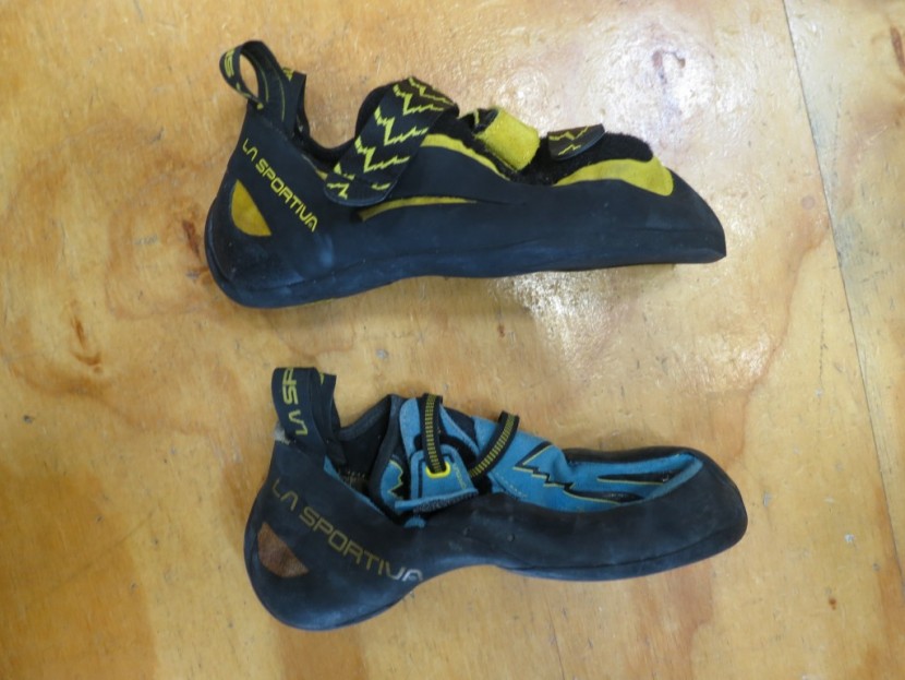 la sportiva futura - a side-by-side comparison of the down turn of the futura and miura vs.