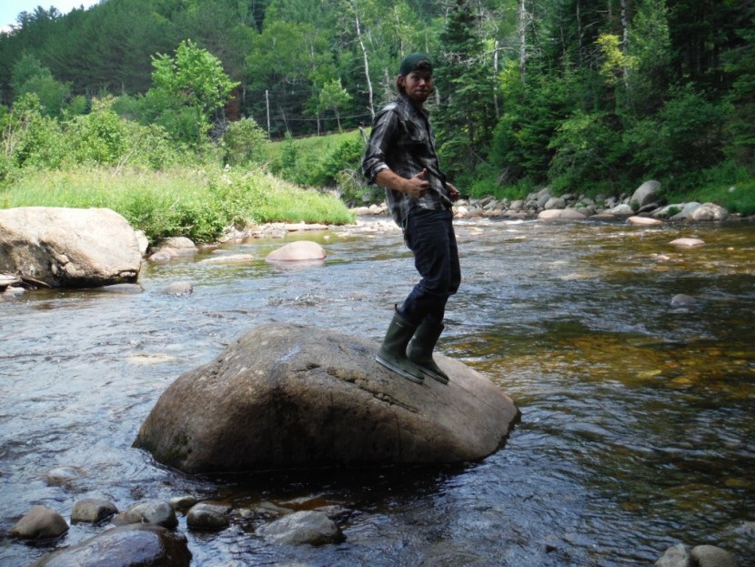 tretorn skerry - jared trying to get some traction on the slick bedrock of a nearby...
