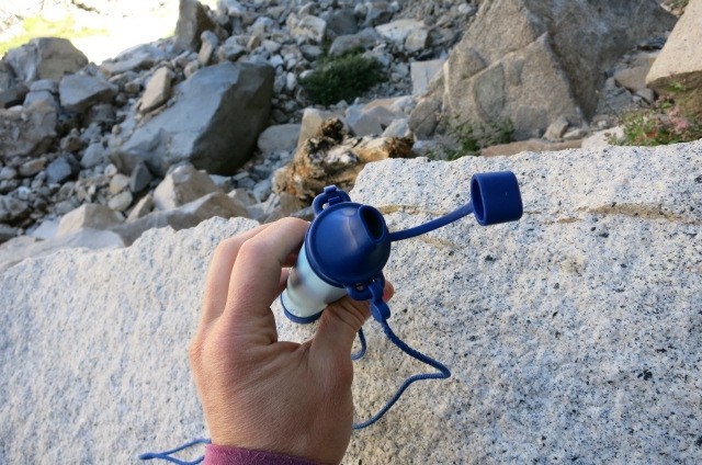 lifestraw - the mouthpiece that provides some flow, but takes a little effort at...