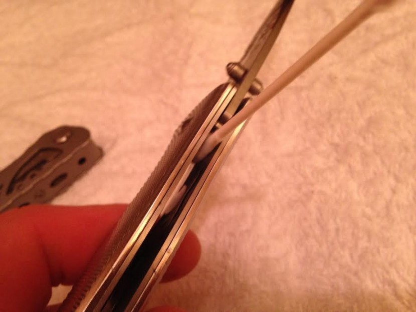 q-tip out the inside of the body.