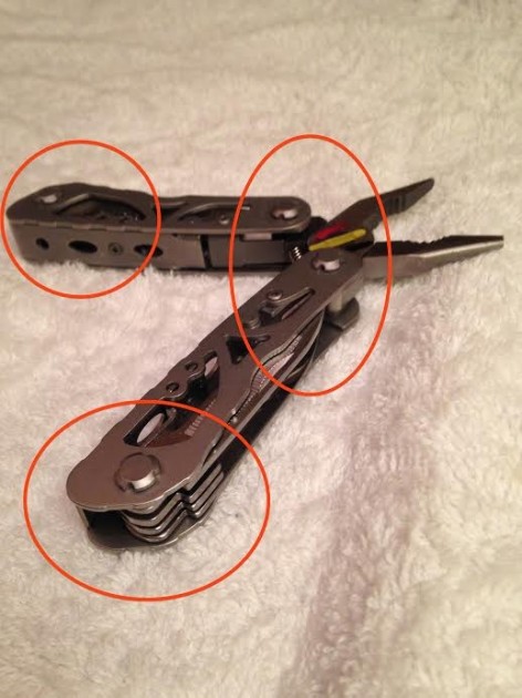 apply lube to each hinged area on the multi-tool.