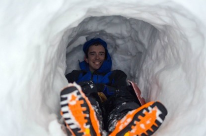 Working hard on getting our shelter ready before dinner. Photo credit:...