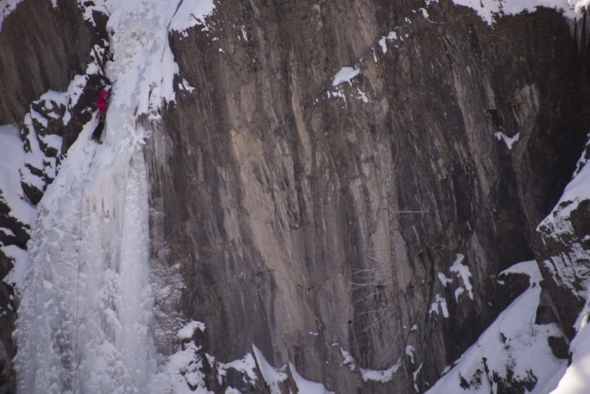 mountain hardwear alchemy hooded jacket for women - the author leading horsetail falls outside of ouray, co. the dry q...