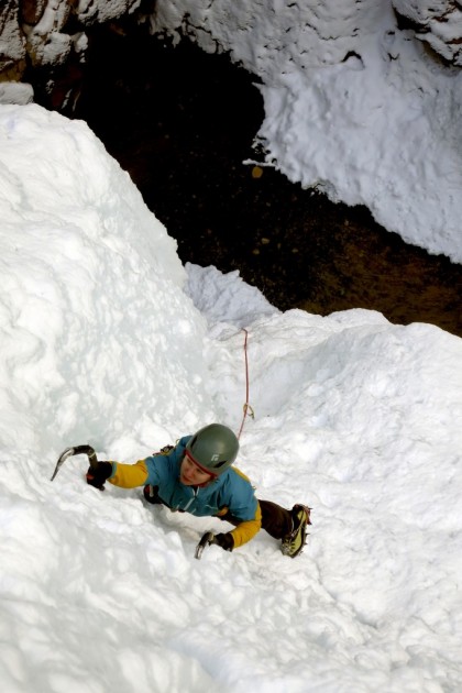 patagonia mixed guide hoody for women - the author leading a line in the ouray ice park. our top pick winner...