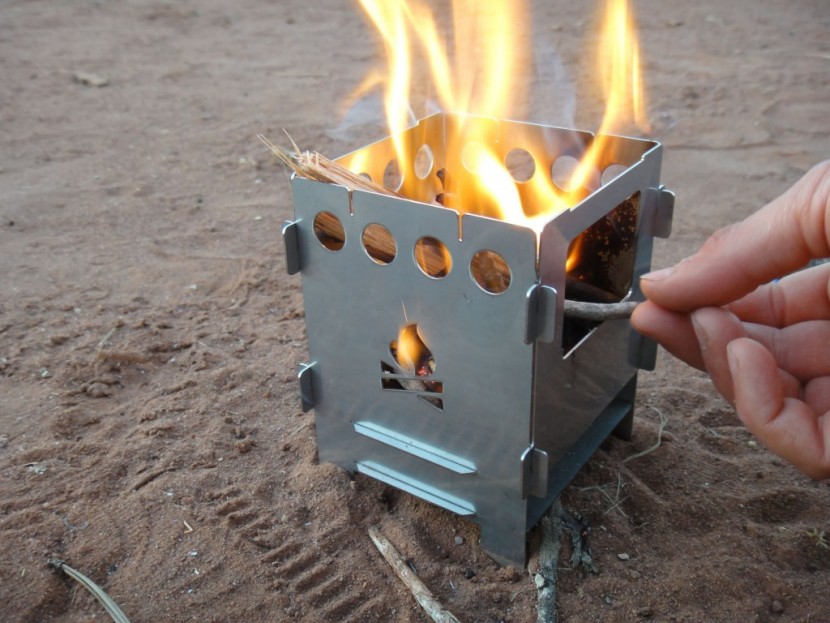 backpacking stove - the bushcraft essentials bushbox outdoor pocket stove burning wood...