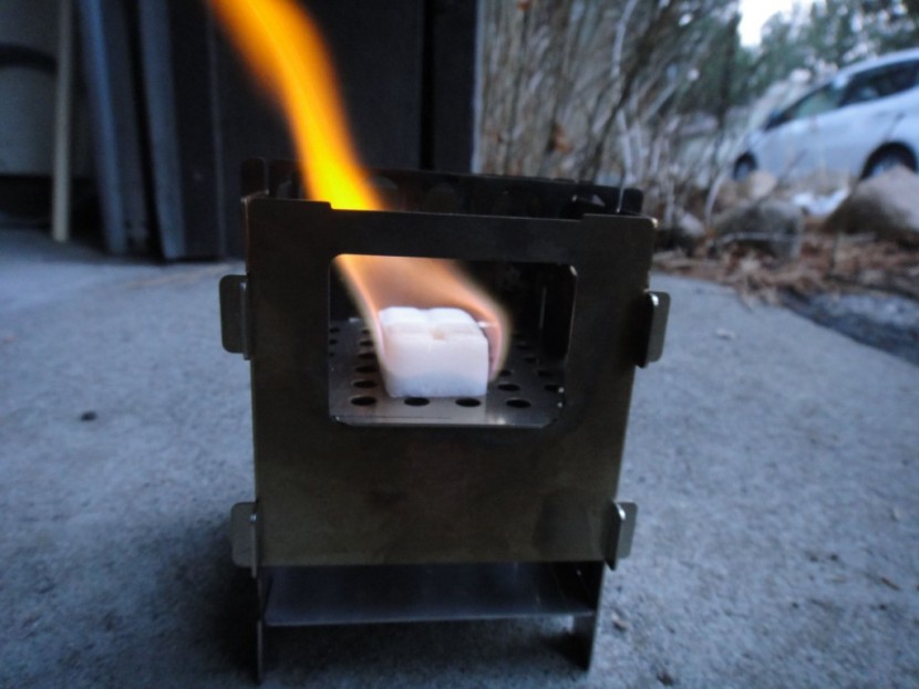 backpacking stove - an esbit tablet just getting started in the bushbox stove. this...