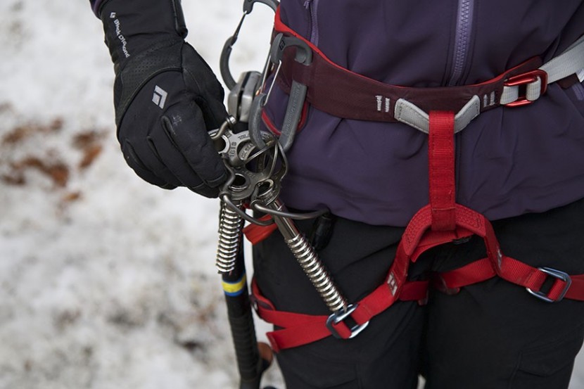 black diamond lotus - the adjustable legs loops allowed us to wear this harness over...