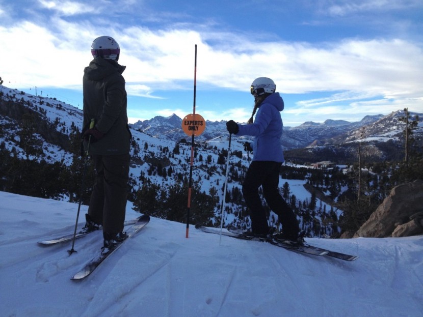 atomic waymaker carbon 100 for women - the waymakers (left) about to drop into a sick line at mammoth...