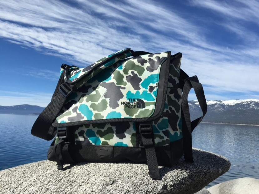 the north face base camp messenger - blend into underwater environments with the aquatic toned camo...