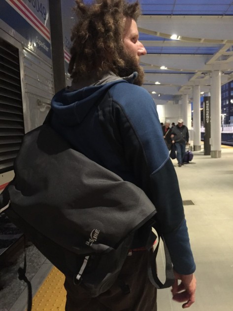 sealline urban shoulder - ryan's tall frame carried this bag with style.