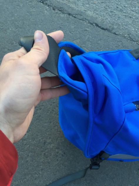 patagonia half mass - when rain hits the strap on the half mass, it is funneled into the...