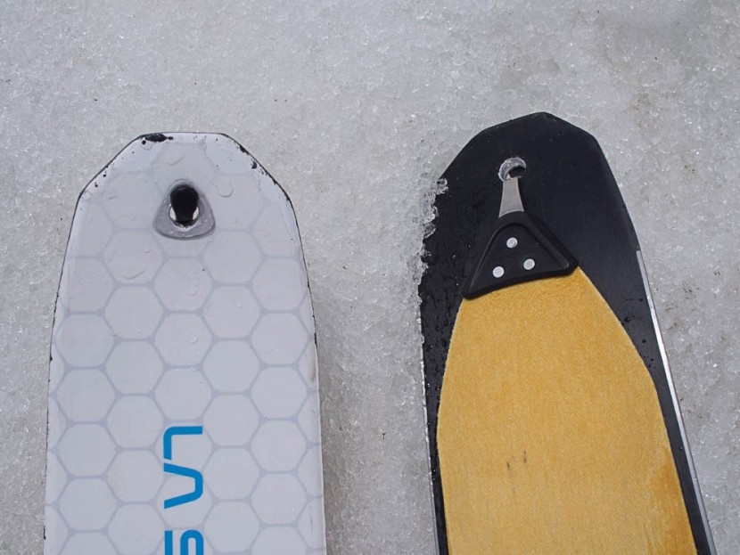 la sportiva ls tour skin - close up view of the tip attachment of the la sportiva higlide...