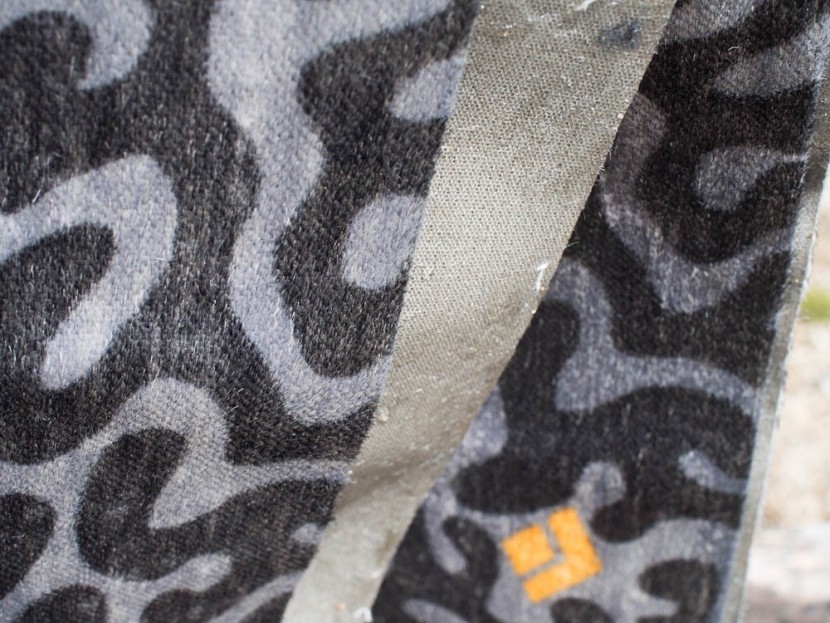 black diamond glidelite mix sts - close up of fabric and glue on glidelite mohair mix skins.