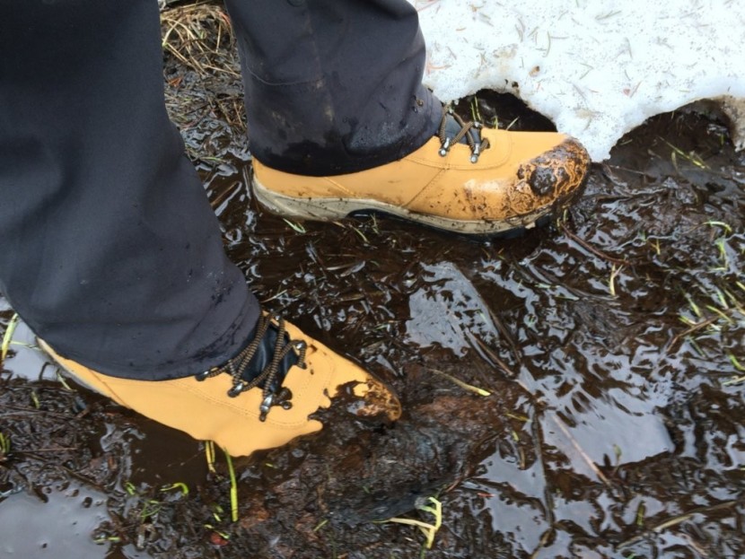 hi-tec altitude v - mud and snow and water...no problem for the leather upper.