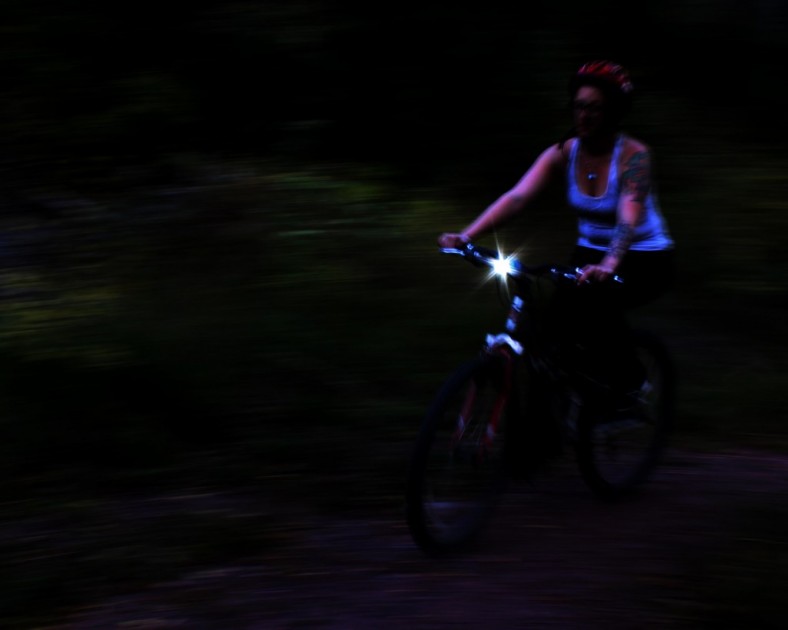 bike light - gentrye uses the niterider pro race while out on an early evening...