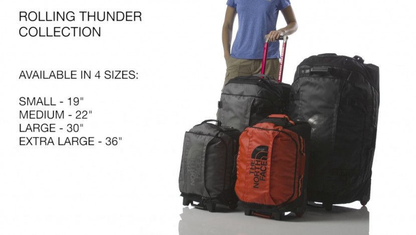 the north face rolling thunder 36" - the four sizes of the rolling thunder series of wheeled luggage.