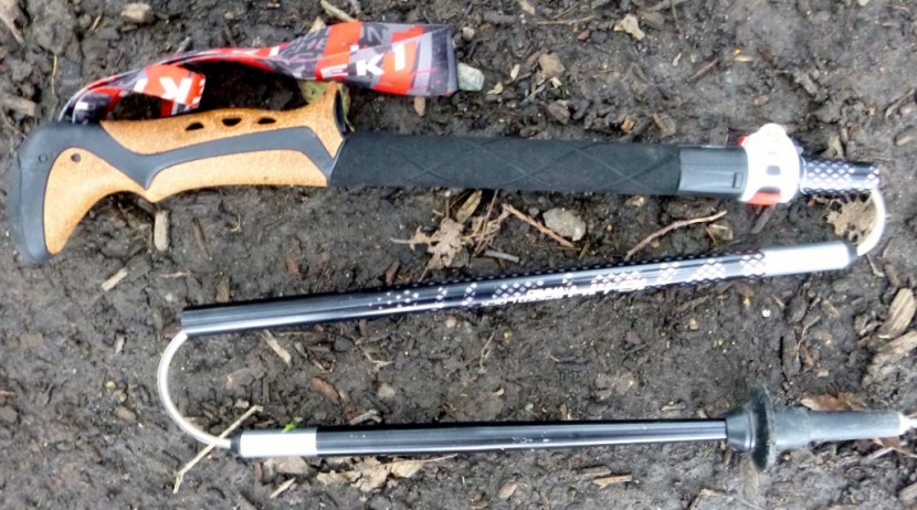 leki micro vario ti cor-tec - showing the leki micro vario ti cor-tec's folding design, which...