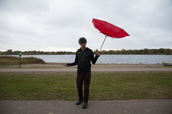 euroschirm light trek - inverted canopies don't fend off the rain very well.