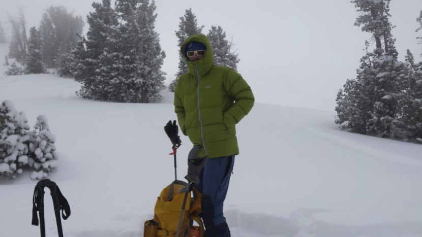 rab neutrino endurance - bundling up in this jacket on a stormy ski tour. we stayed cozy and...