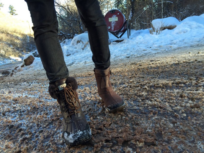 merrell dewbrook zip - testing the traction of the adirondack (left) and dewbrook (right)...