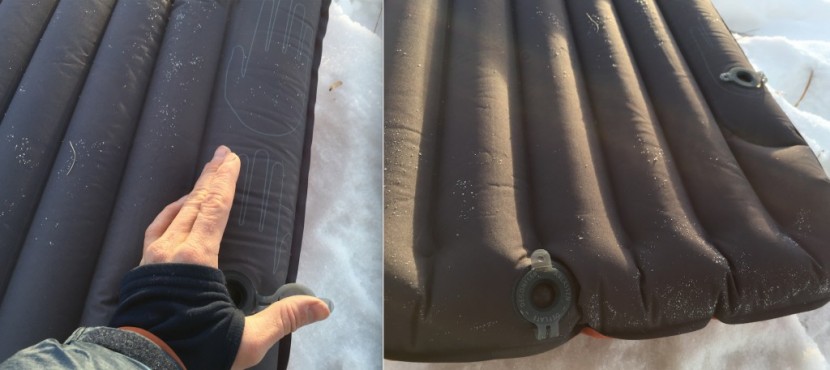 exped synmat 7 - the synmat has an inflate valve (right) and deflate valve (bottom)...