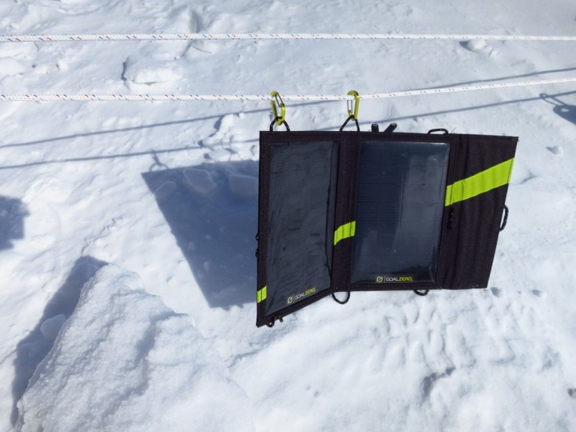 goal zero venture 30 solar recharging kit - testing solar panels while acclimating at about 9,000 feet on mount...